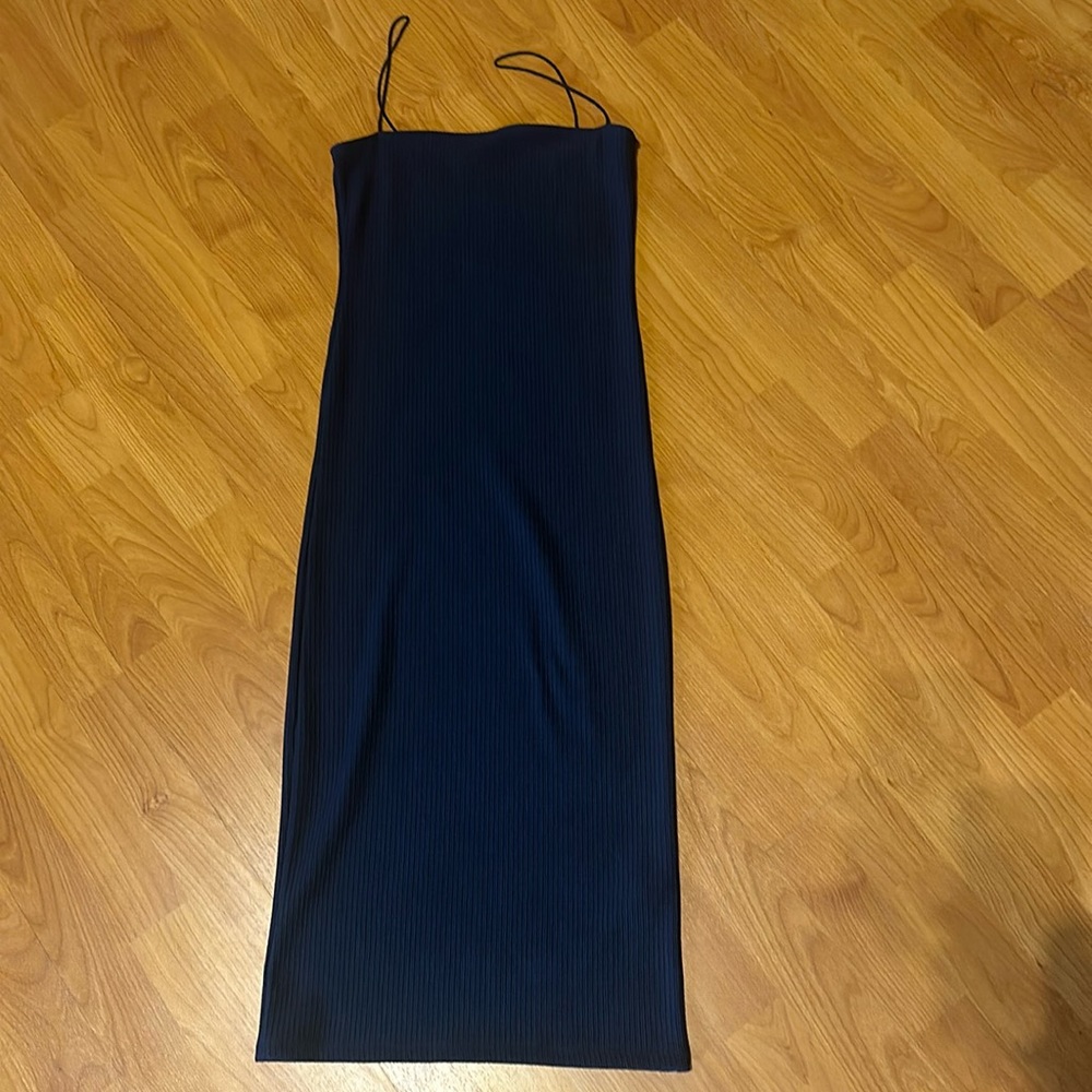 Navy TopShop ribbed dress